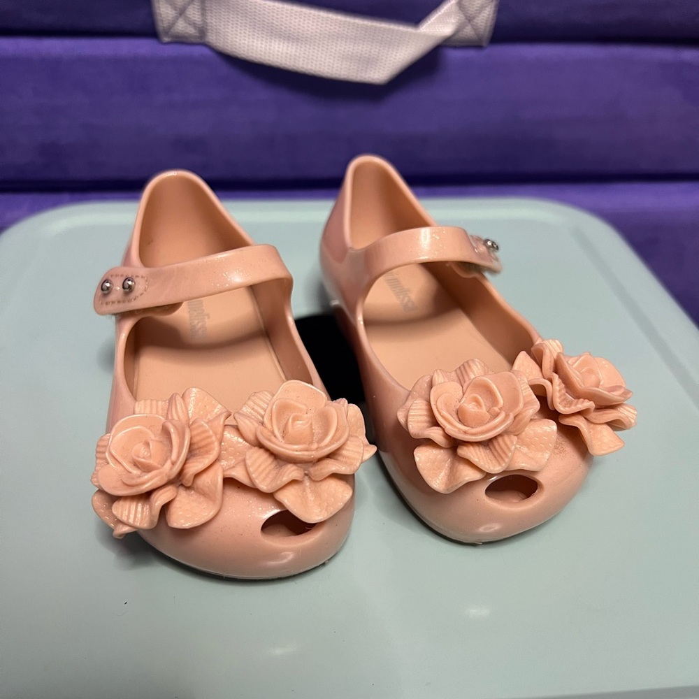 Mini Melissa Ultragirl Garden Mary Jane Shoes Light Pink Toddler Size 7